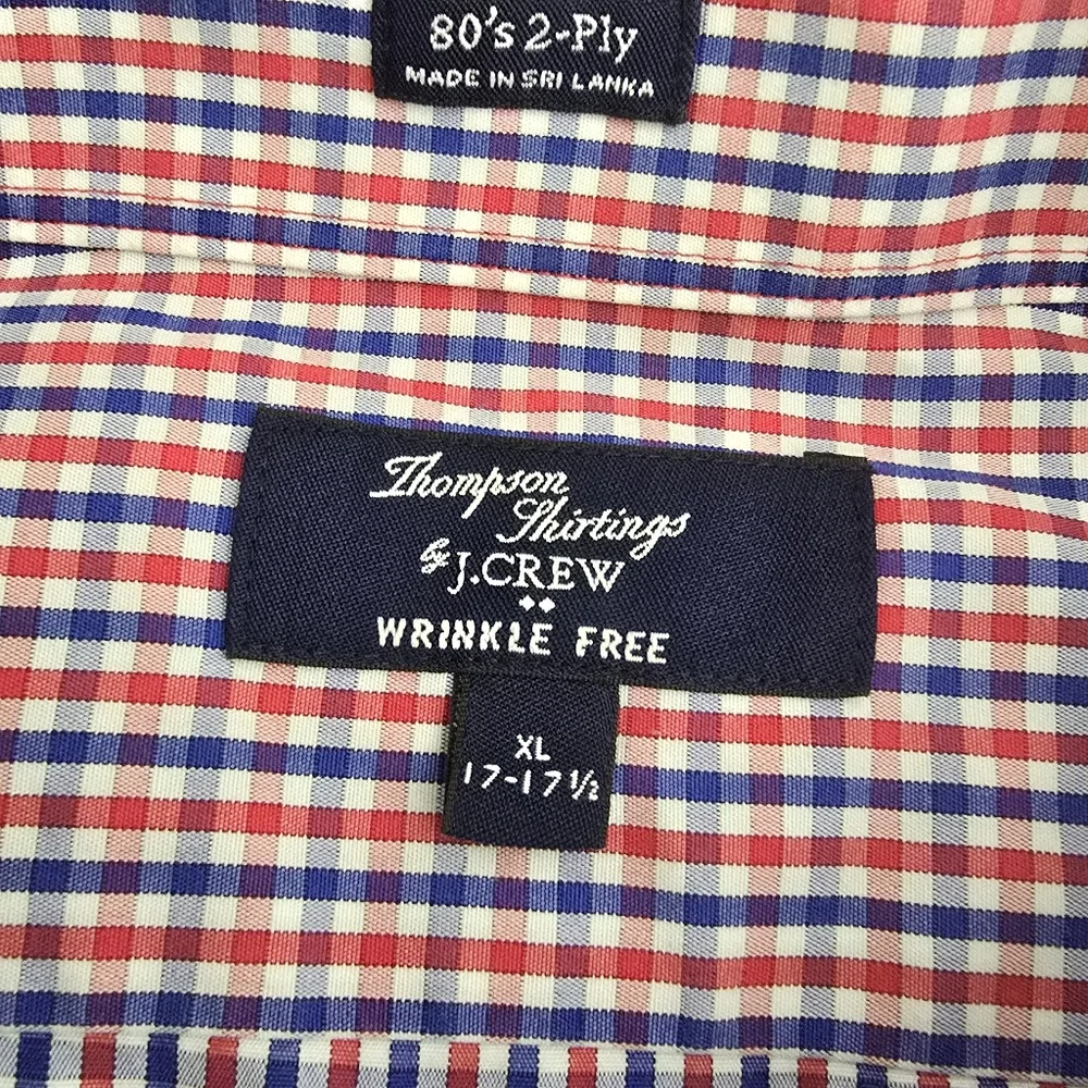 J. CREW size XL Thompson 80s 2 Ply‎ Plaid Wrinkle Free Button Down Dress Shirt